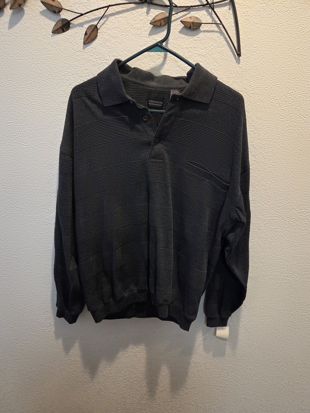 Thompson Men’s Black Long-Sleeve Polo Knit Sweater